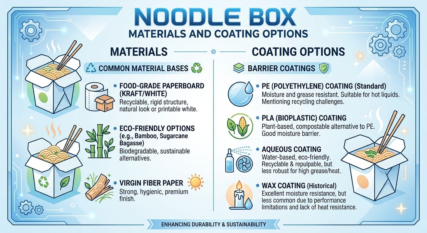 Noodle Box Materials and Coating Options