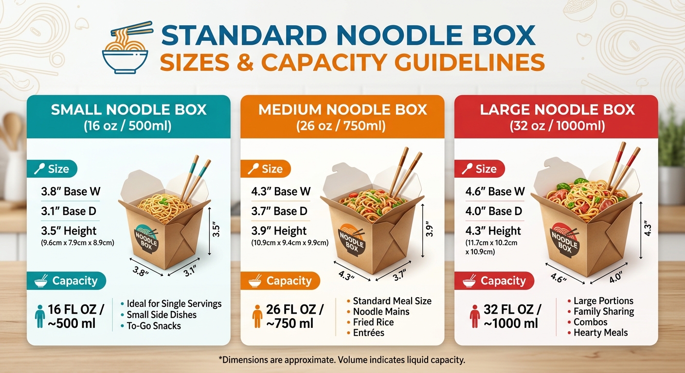 Standard Noodle Box Sizes and Capacity Guidelines