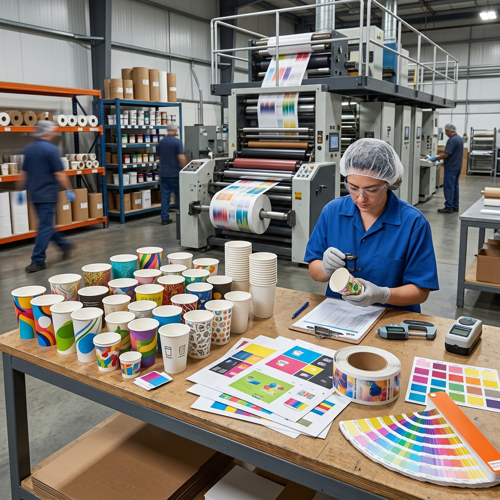 Custom printed paper cups and printing samples for wholesale packaging orders
