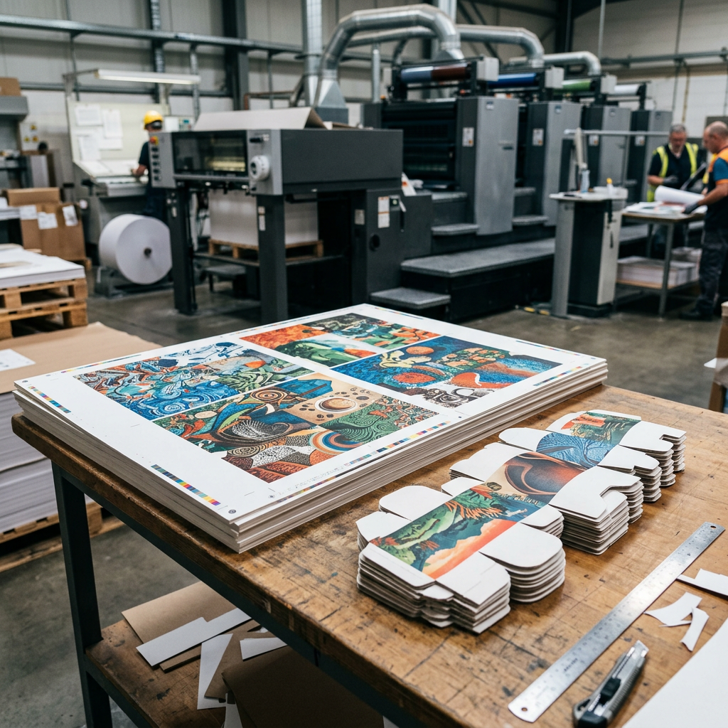 Printed paperboard sheets and cup blanks in an offset printing workflow