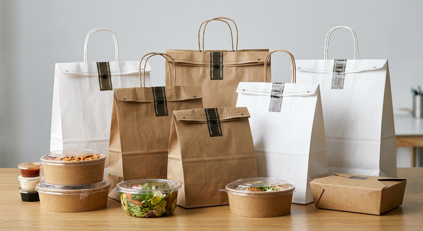 Kraft and white tamper-evident delivery bags with security closures