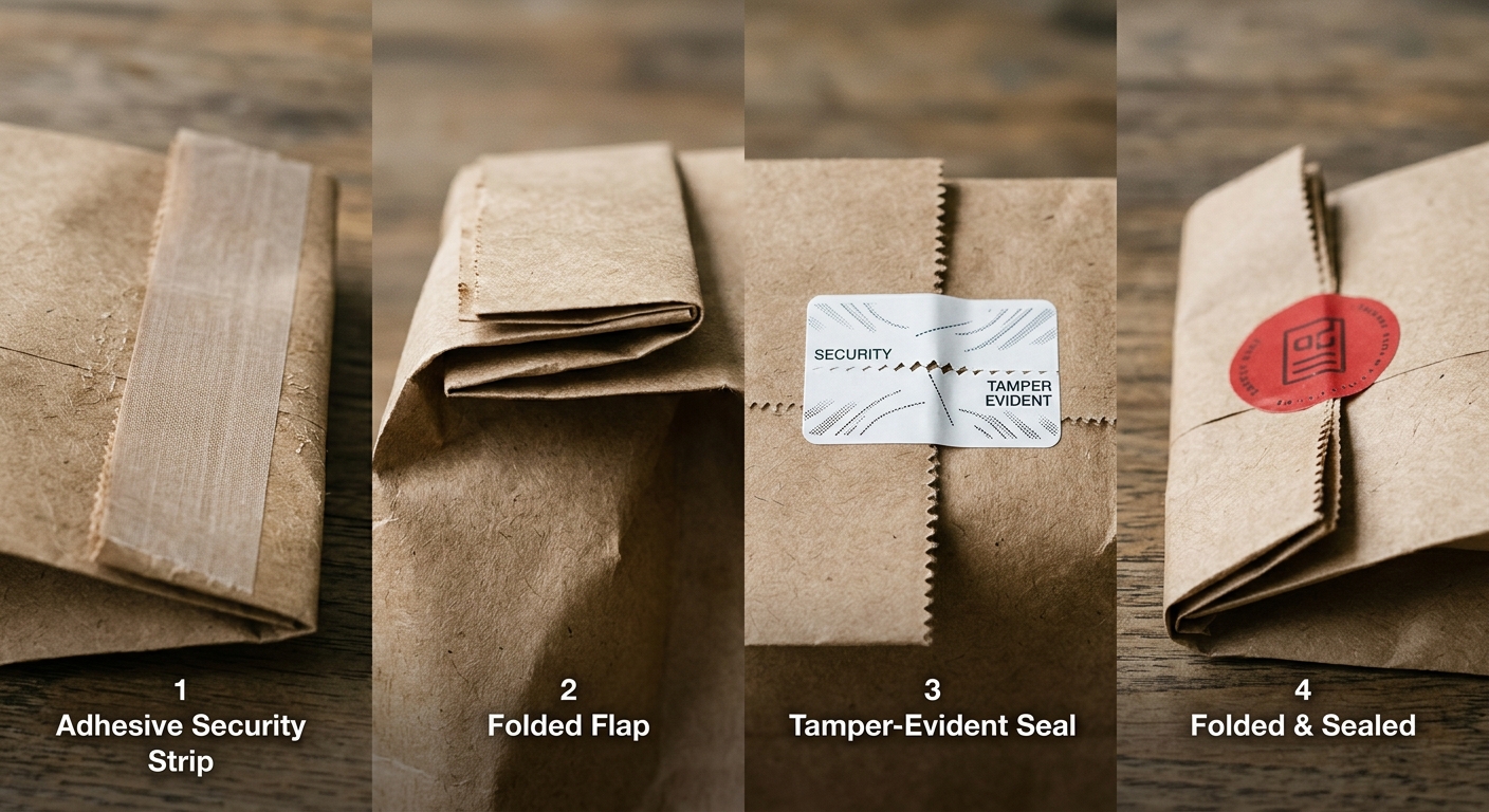 Security closure options for tamper-evident paper delivery bags